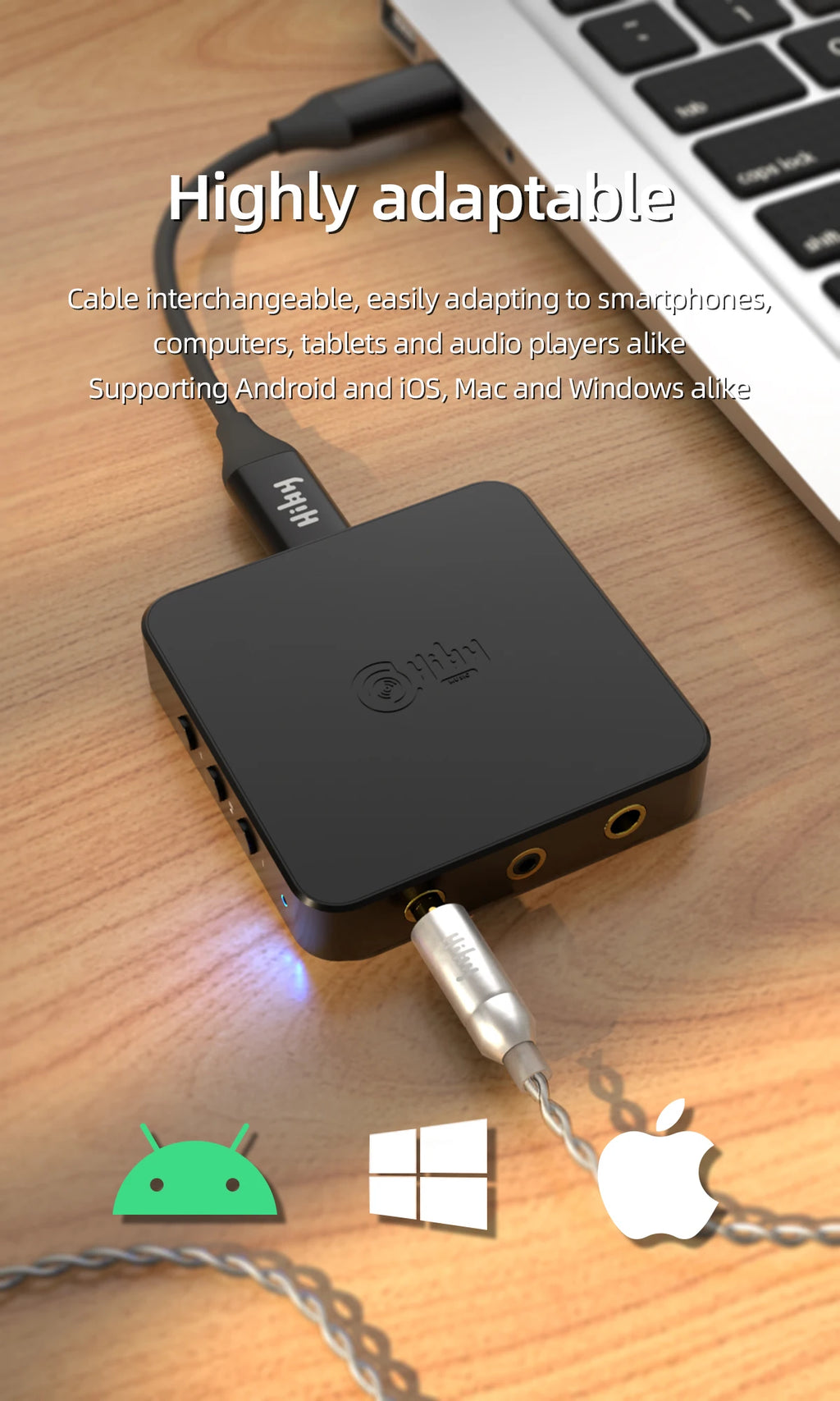USB DAC Headphone Amplifier ES9038Q2M Tidesmit FD3 - Hi-Res MQA Support Tidesmit
