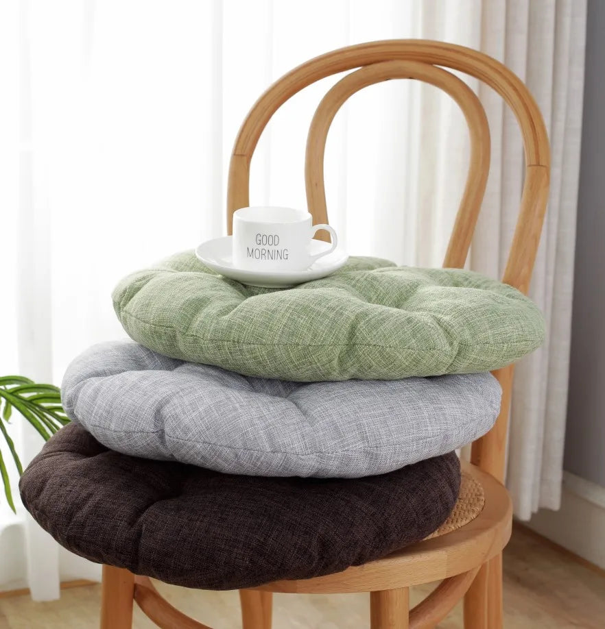 Thick Tufted Seat Cushion Natural Linen Round Floor Pillow Seating Cushion Home Décor Pouf for Meditation Yoga For Adult Kid Pad