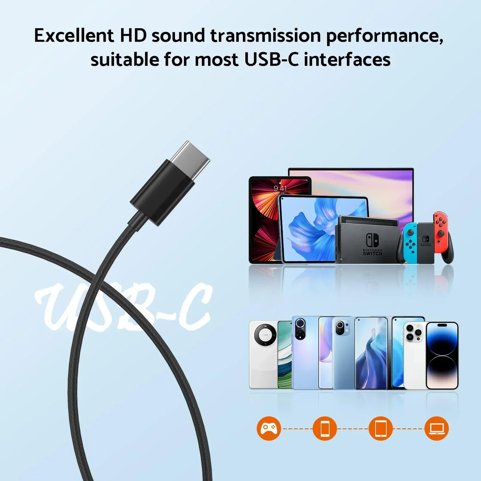 Tidesmit USB C Wired Headphones - HiFi Stereo Audio with Mic Tidesmit