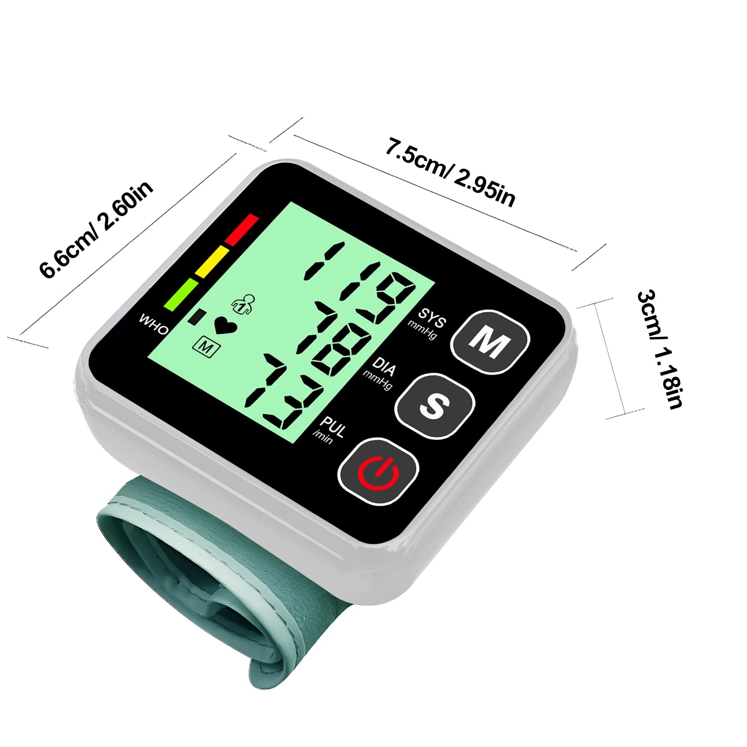 Wrist Blood Pressure Monitor Digital Heart Monitor Sphygmomanometer Tonometer Digital BP Monitor for Measure Health Equipment