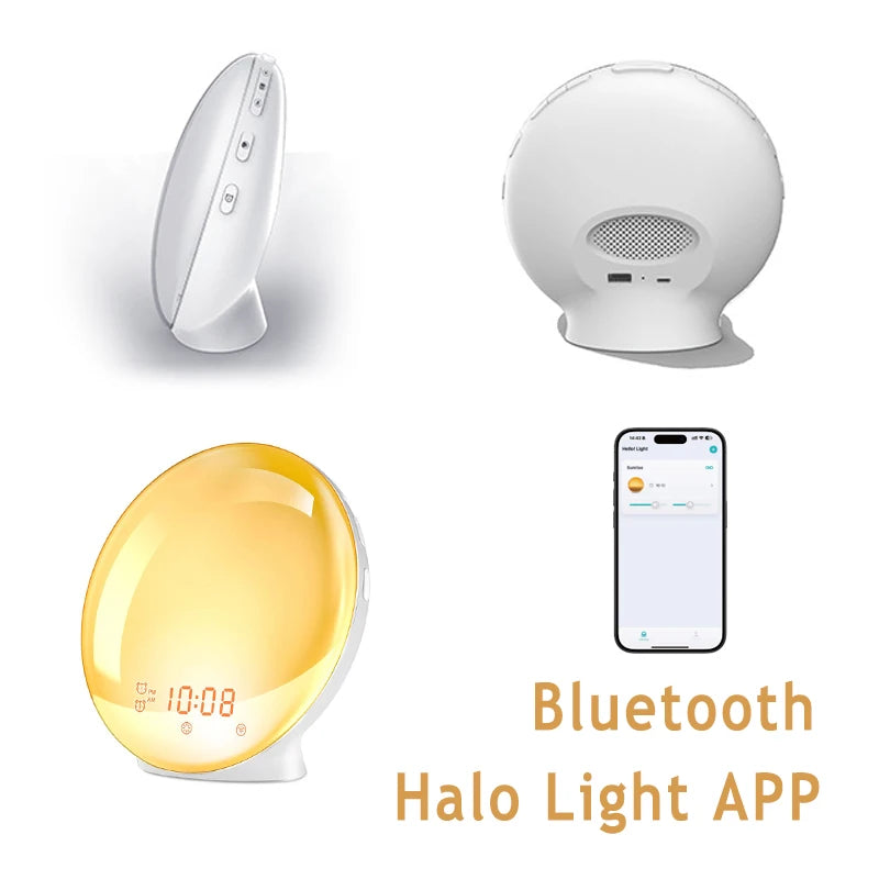 Wake Up Light Alarm Clock with Sunrise Simulation & FM Radio Bluetooth APP Tidesmit