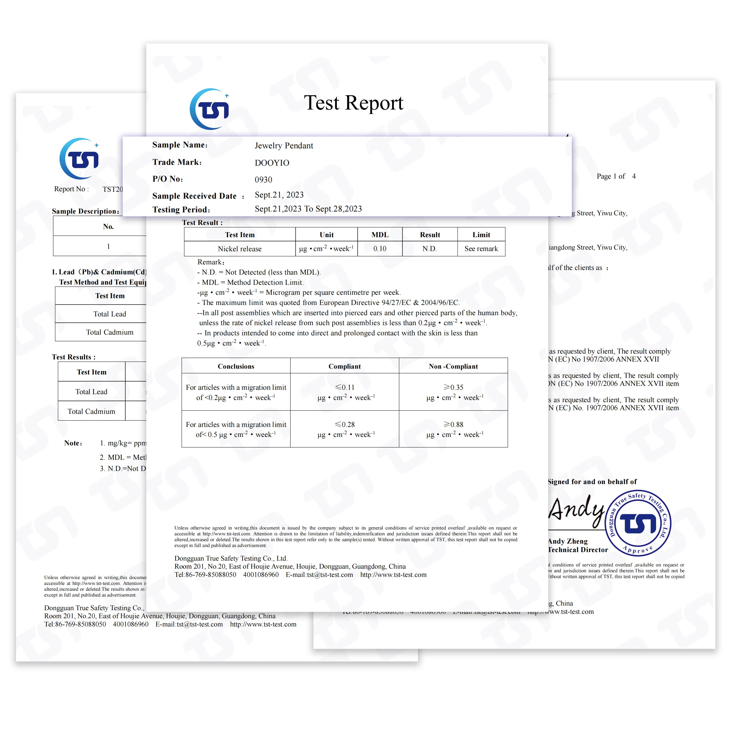 Test report for stainless steel pet-themed jewelry pendants, ensuring safety and compliance for DIY pet accessories.