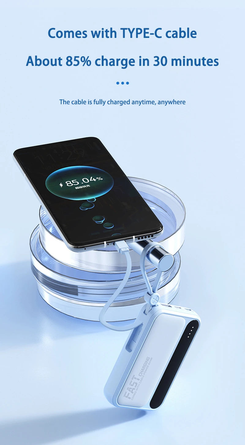 Portable Power Bank with Built-in Cables - Fast Charging 50000mAh Tidesmit