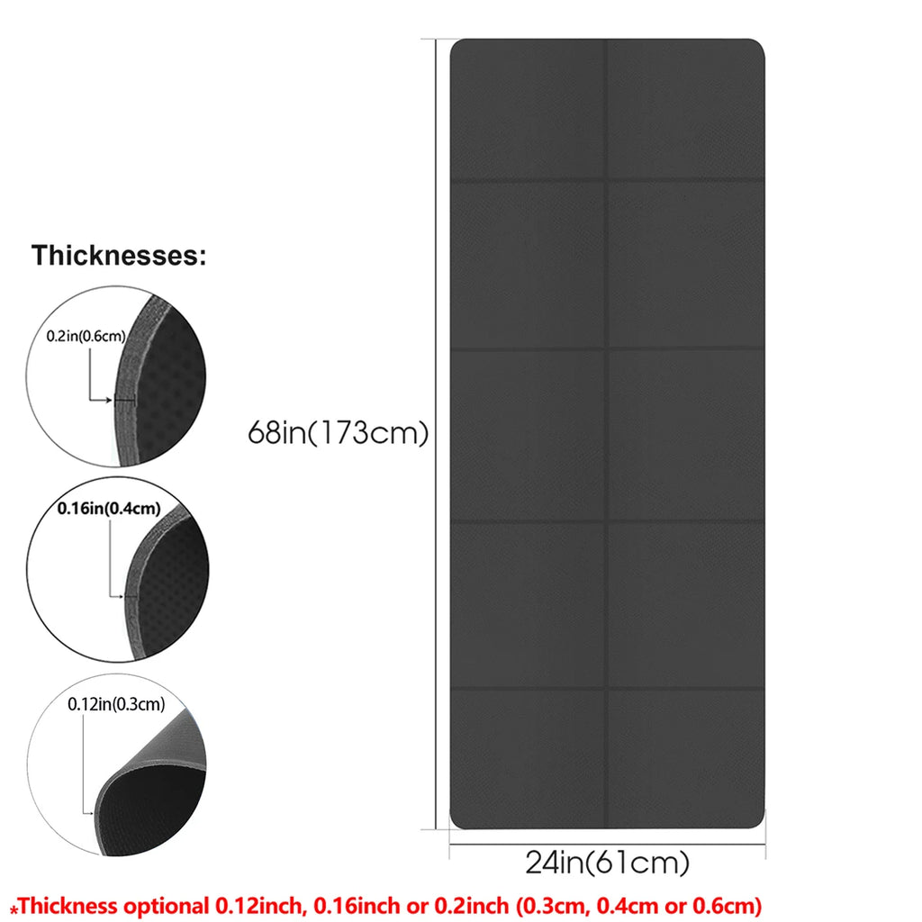 Foldable Yoga Mat Black Eco Friendly EVA Folding Travel Fitness Exercise Mat 3/4/6mm Thicknesses for Yoga Floor Workouts
