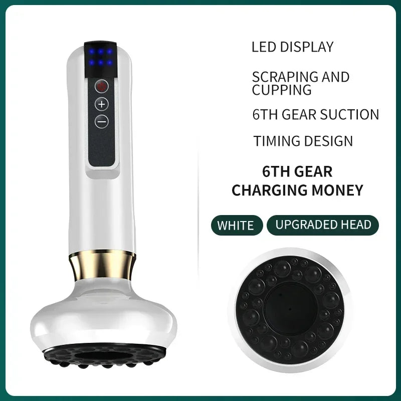 Electric Gua Sha Massager with Vacuum Suction and Infrared Heat Relaxation Treatment A11-6-white Tidesmit