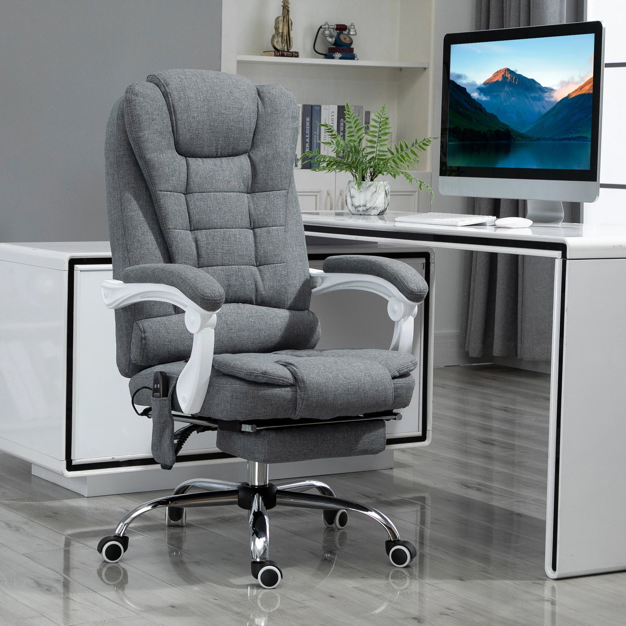 Massage Office Chair with 6 Vibration Points & Heat Therapy - Grey Massage Chairs Tidesmit