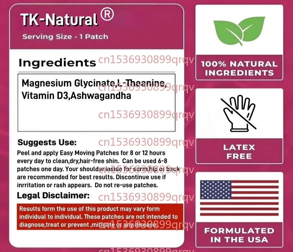 30 Patches Magnesium Glycinate Transdermal Patches With L-Theanine and Vitamin D3 for Sleep,Support Mind & Immune