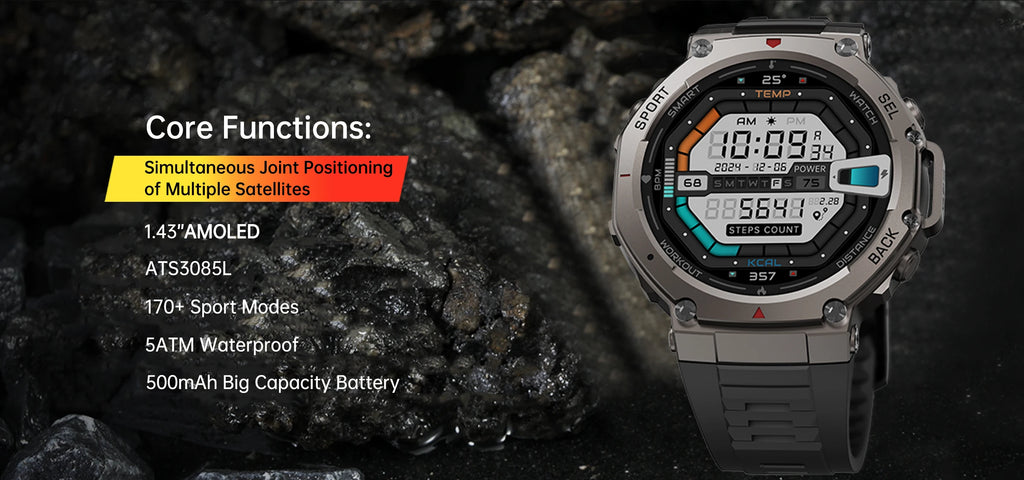 HD Watches Built-in Dual-band GPS Smart Watch Men Smartwatch Compass Altimeter Barometric 5ATM IP69K Waterproof AMOLED