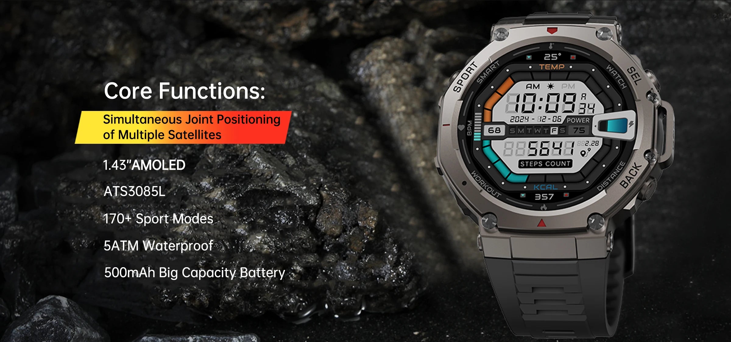 HD Watches Built-in Dual-band GPS Smart Watch Men Smartwatch Compass Altimeter Barometric 5ATM IP69K Waterproof AMOLED
