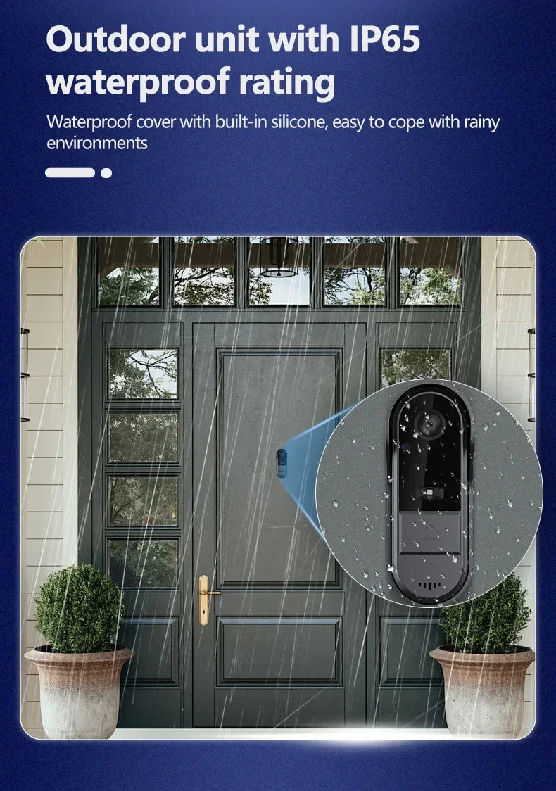 Wireless Wifi Doorbell Camera 1080P Waterproof Video Intercom Doorbell 4.3in IPS Screen Home Security Door Bell IR Night Vision