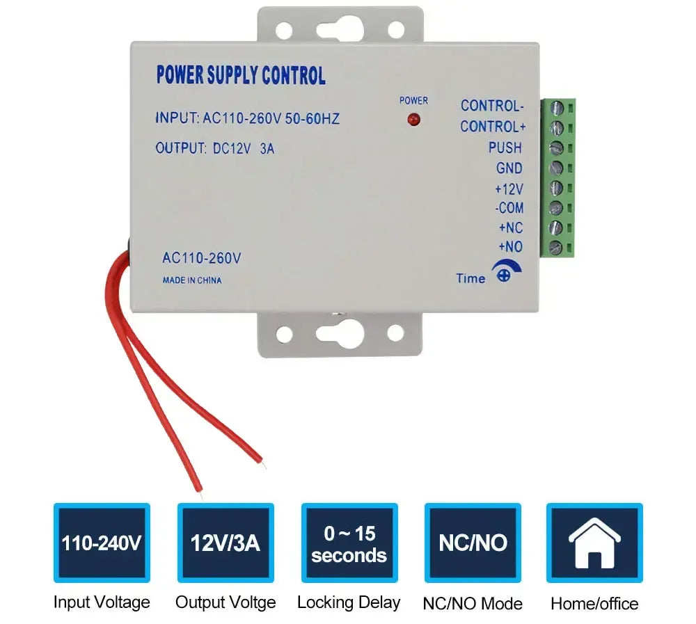 Intercom power supply control module with terminal block and NC/NO outputs