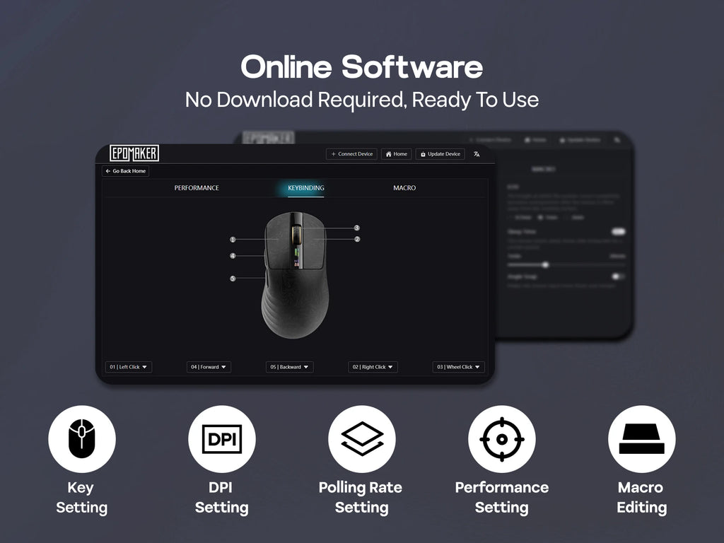 EPOMAKER Carbonis Tri-mode Wireless PAW3950 Sensor Gaming Mouse 8K Polling Rate & 30K DPI Ergonomic Mouse with Digital Display