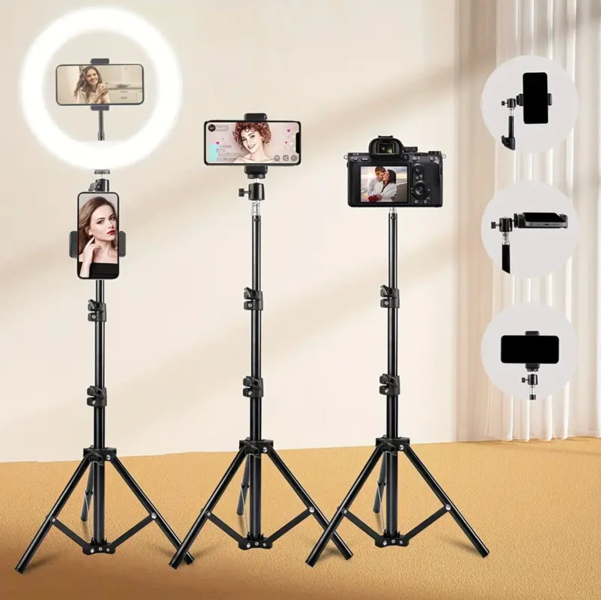 10-Inch LED Ring Light with Adjustable Tripod Stand - Black Tidesmit