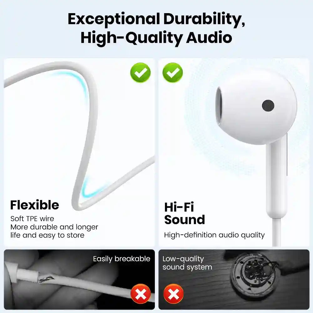 Wired Earphones With Microphone - 3.5mm In-Ear Noise Isolating Headset Tidesmit