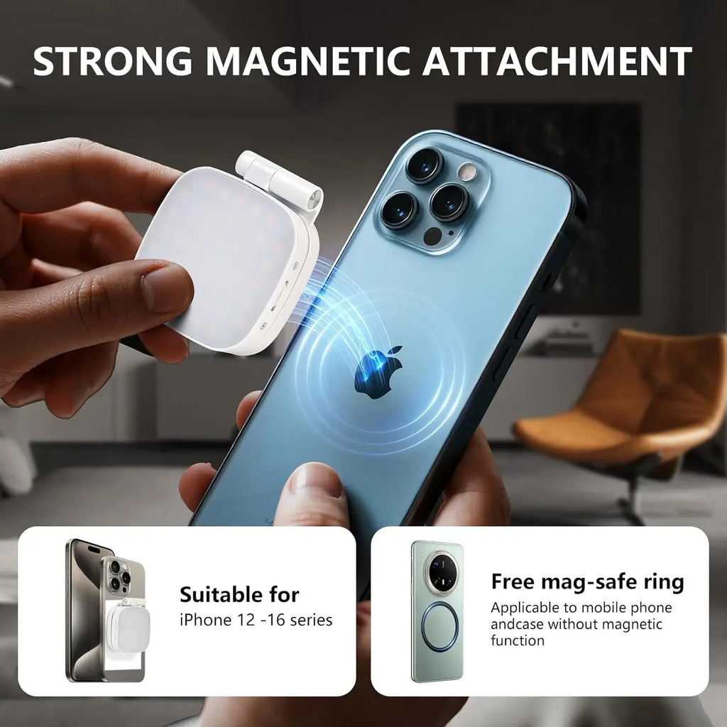 Magnetic Selfie Light for iPhone: 360 LED Ring with Mirror Tidesmit