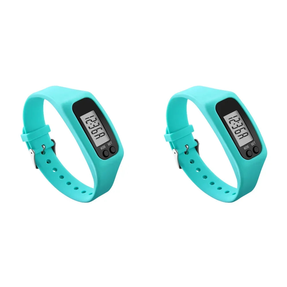 1/2PCS LED Pedometer Bracelet Step Counter Watch with 12/24H Display Silicone Fitness Tracker Multi-Function Activity Band