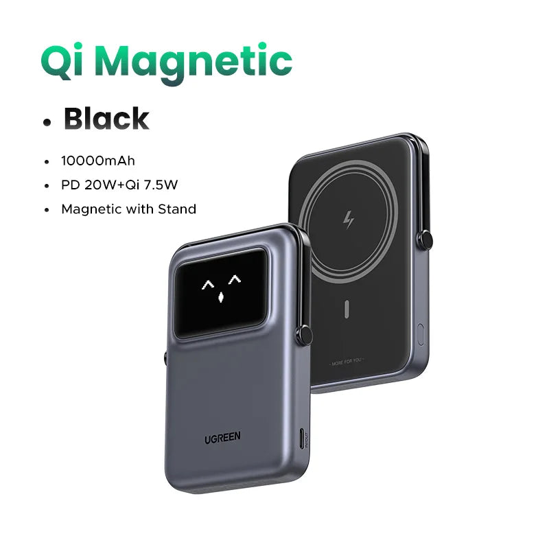 Magnetic Power Bank 10000mAh Wireless Fast Charger with PD Support 10000mAh Black Tidesmit