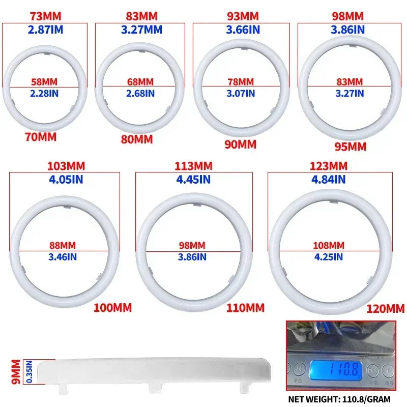 RGB LED Angel Eyes Halo Ring Light - Bluetooth APP Control 4PCS Kit Tidesmit