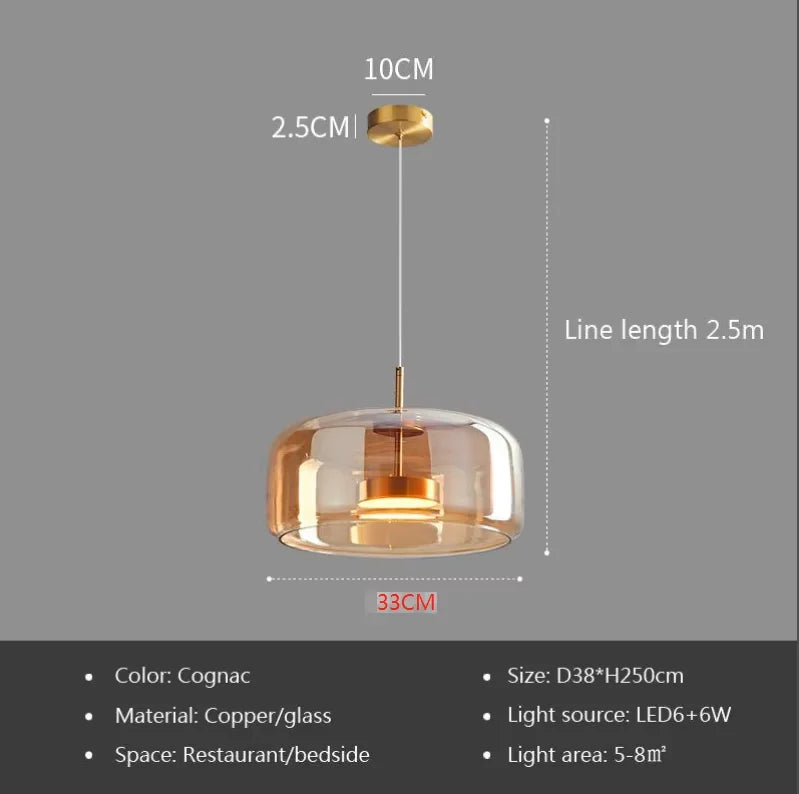 Modern Nordic Glass Ring Light | LED Adjustable Pendant Fixture 33CM AM Warm light Tidesmit