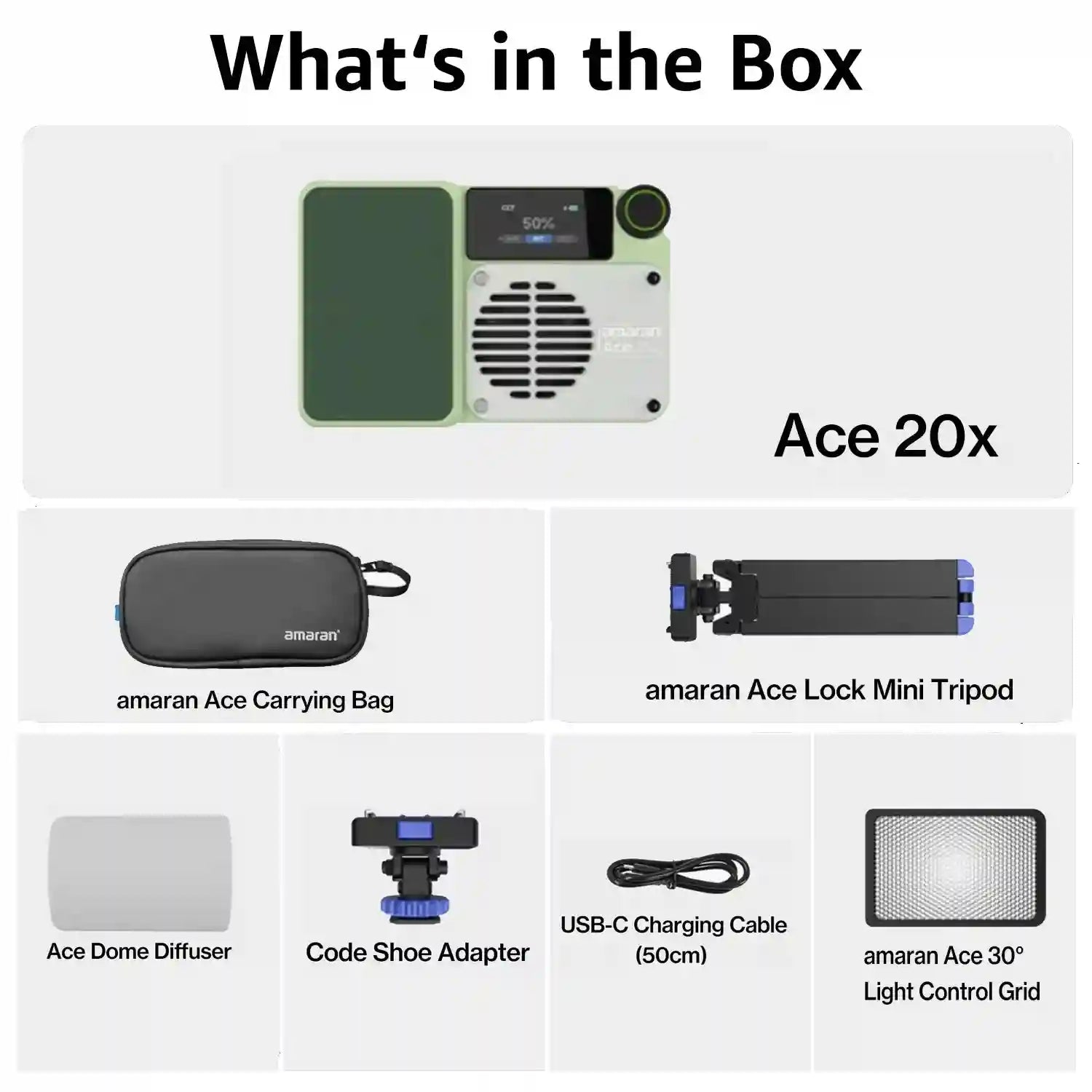 Amaran Ace 25x Pocket Bi-Color LED Video Light for Content Creators Ace 25x Kit Green Tidesmit