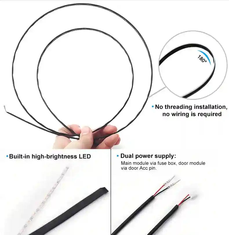 LED Car Ambient Lights: 10-in-1 RGB Bluetooth App-Controlled Interior Kit Tidesmit