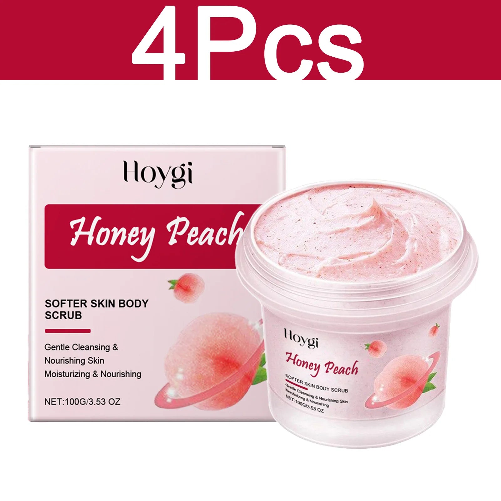 Peach Body Scrub - Professional Smoothing Skin Exfoliator (100g) Scrubs Treatments 4 Pcs Tidesmit