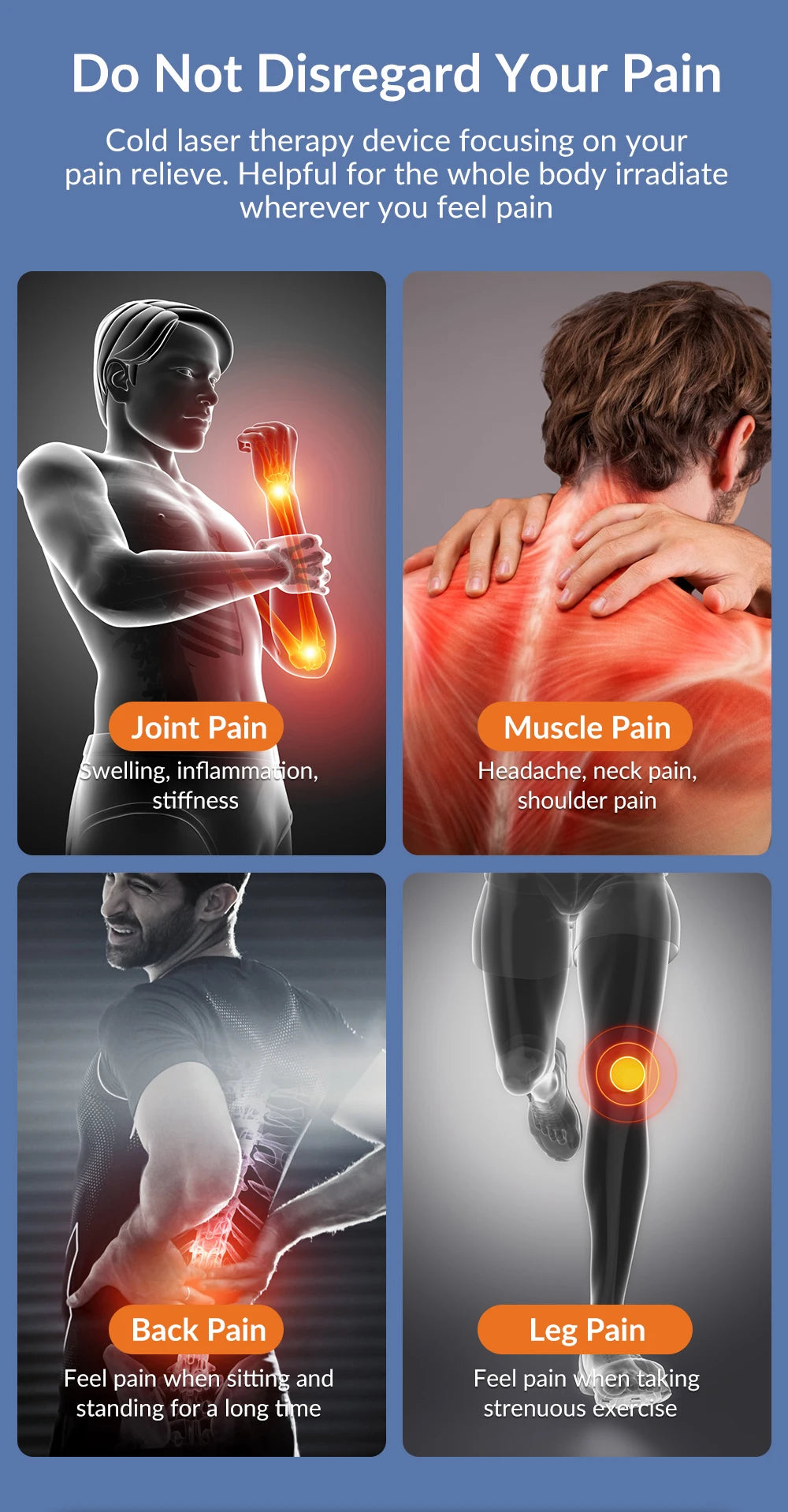 Cold Laser Therapy Device for Pain Relief | 808nm & 650nm Laser Body Shaping Massage Equipment Tidesmit