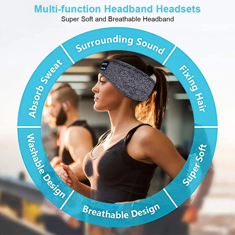 Wireless Sleep Headphones Headband - Soft Elastic Audio for Restful Nights Tidesmit