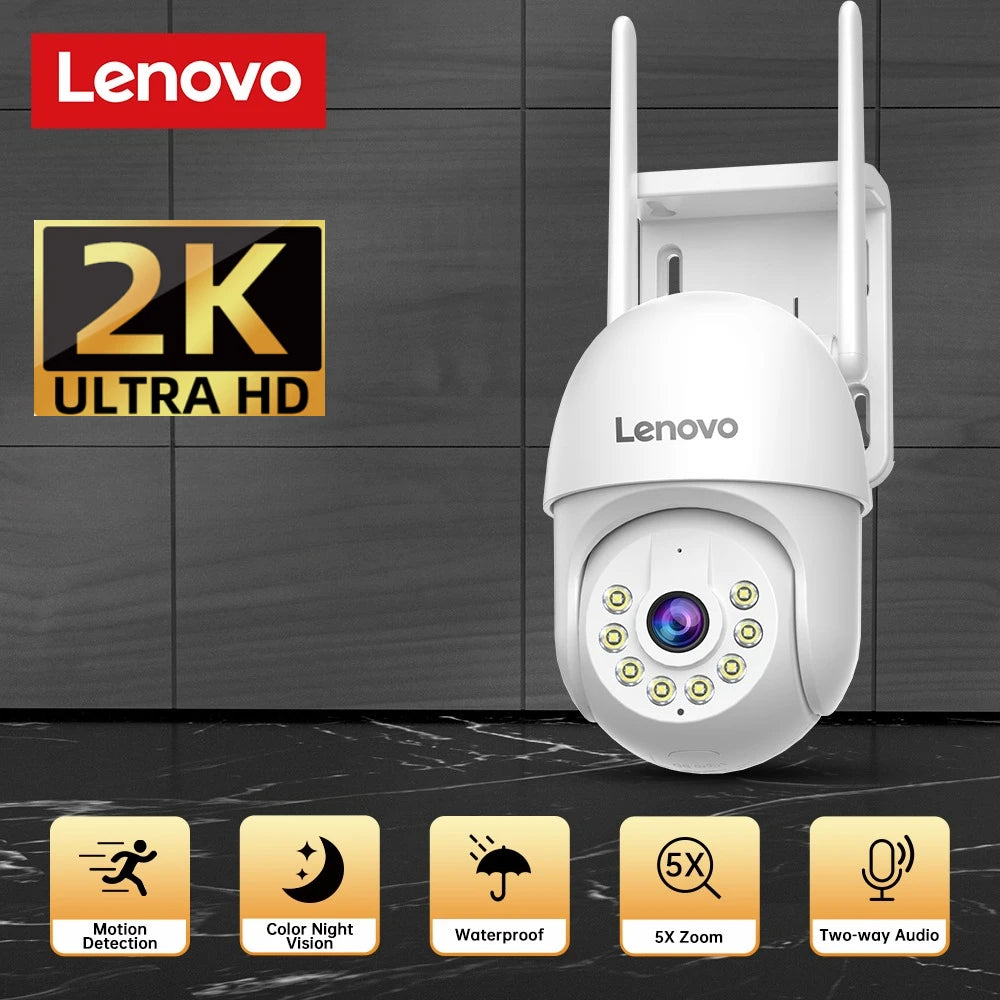 Lenovo 2K HD Smart Wifi PTZ Camera Outdoor Auto Tracking Color Night Vision ONVIF CCTV IP Camera Security Video Surveillance Cam
