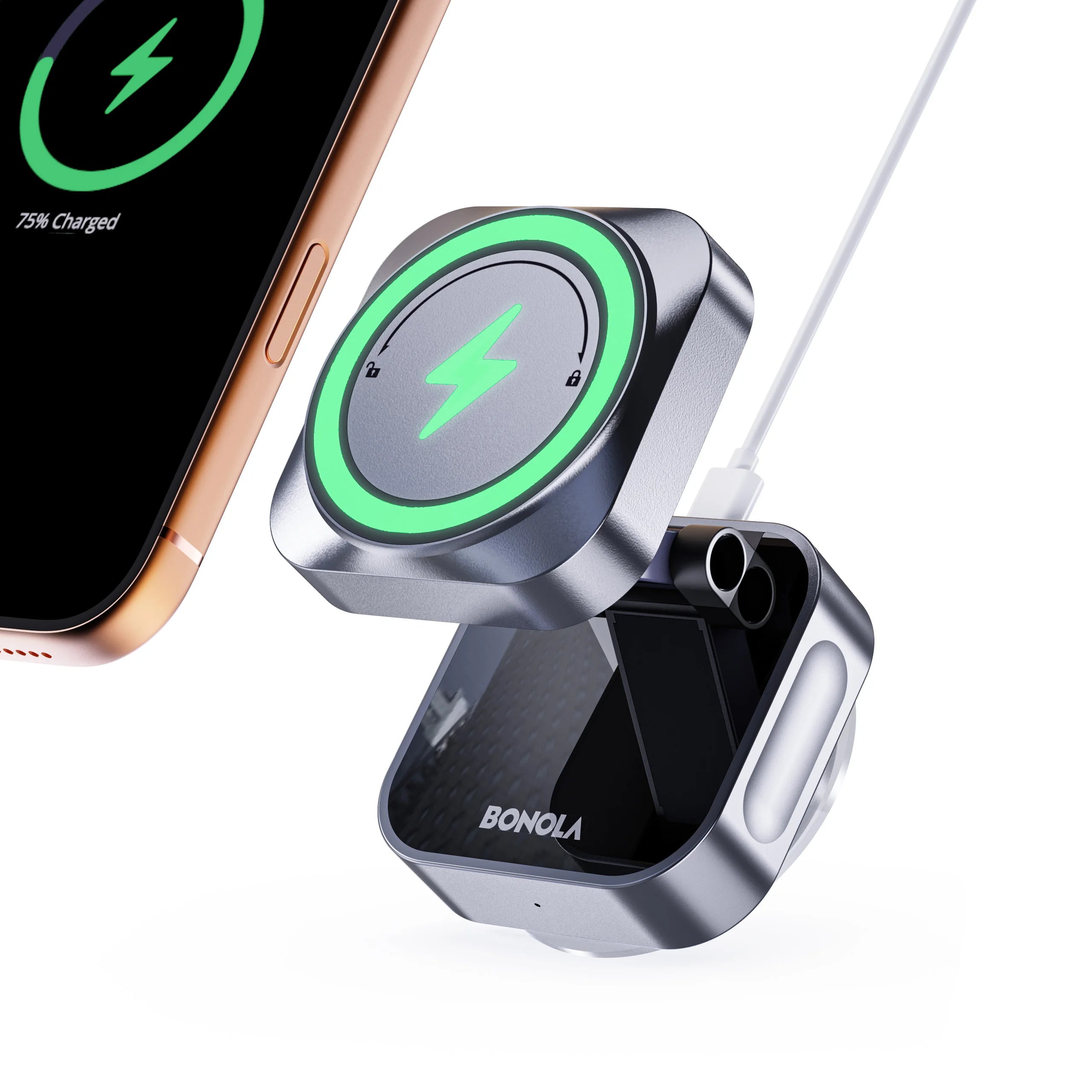 Vacuum Suction Wireless Charger - 15W MagSafe Compatible Stand Tidesmit