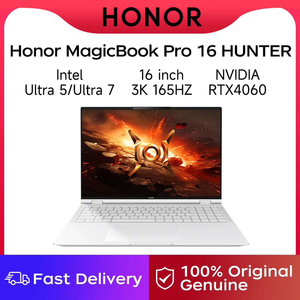 HONOR MagicBook Pro 16 HUNTER  16-inch 2024 Gaming Laptop Ultra5/Ultra7 24GB/32GB 1TB/2TB RTX4060 165Hz 3K Gaming Screen Laptop