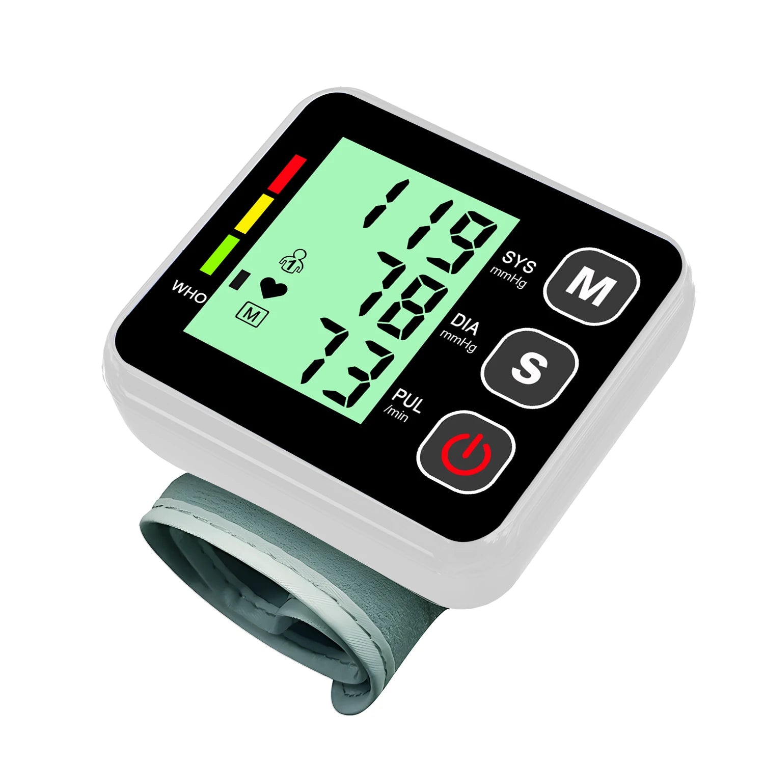Wrist-Type Blood Pressure Monitor LED Digital BP Automatic Pressure Tonometer Heart Rate Pulse Test Sensor Tensiometer