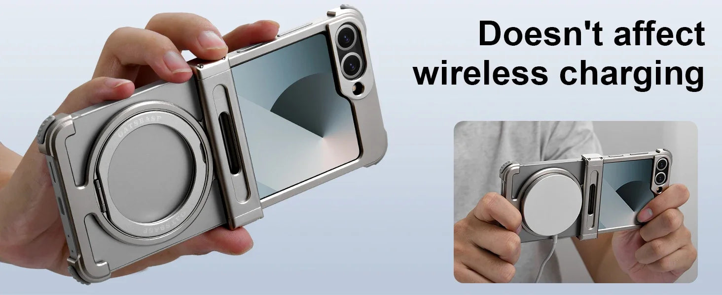 Samsung Galaxy Z Flip 7 Metal Frame Case with 360 Ring - Titanium Tidesmit