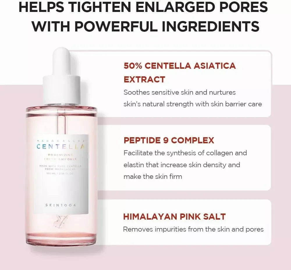 SKIN1004 Madagascar Centella Poremizing Skincare Set Korean Cosmetics Toner Ampoule Gel Cream Face Wash Cleanser Pore Beauty Kit