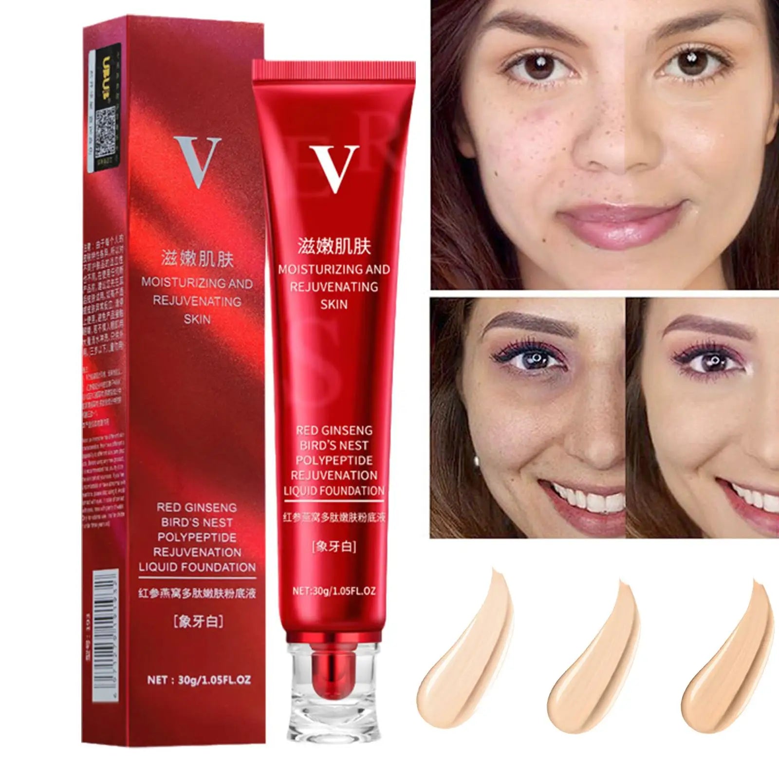Tidesmit 30g Red Upgrade FV foundation waterproof concealer for full coverage oil control and hydration