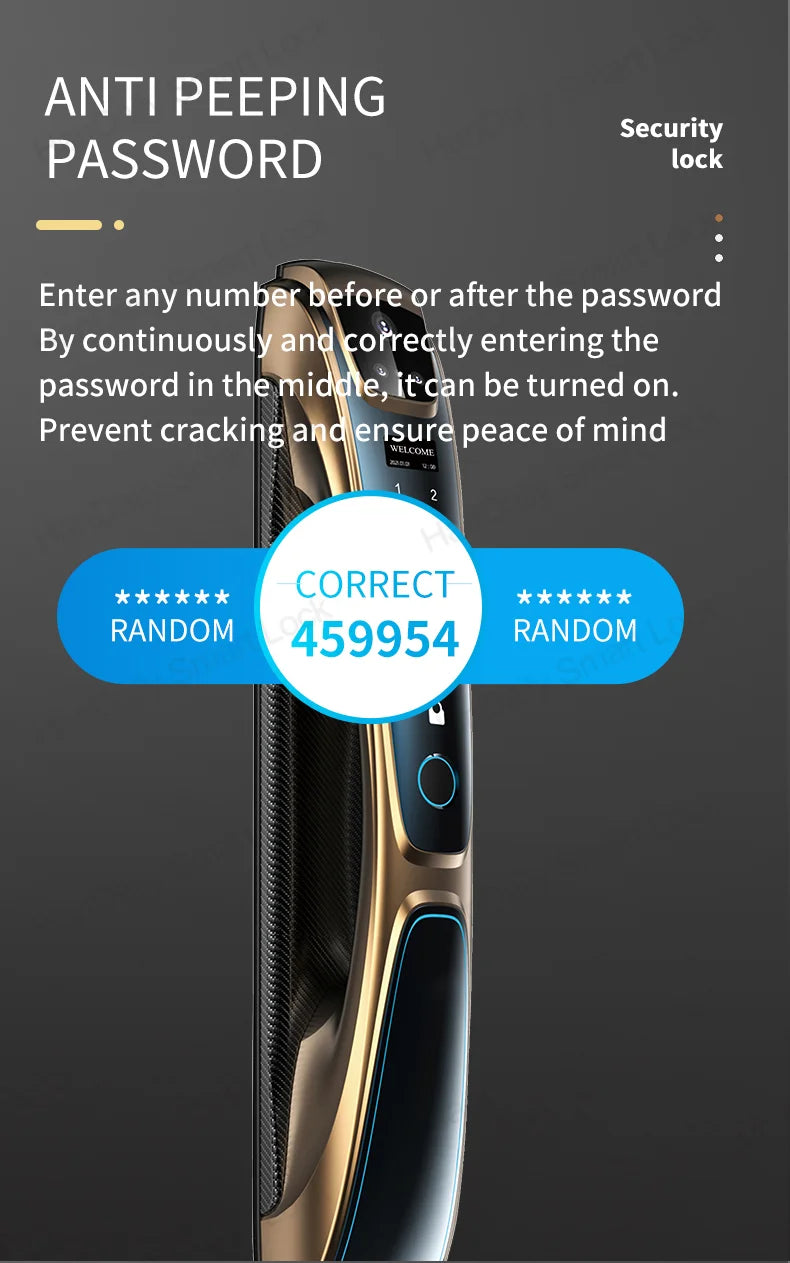 Automatic Fingerprint Electronic Digital Tuya 3D Face Recognition Door Lock Smart Cards Keys Video Camera Lock For Home