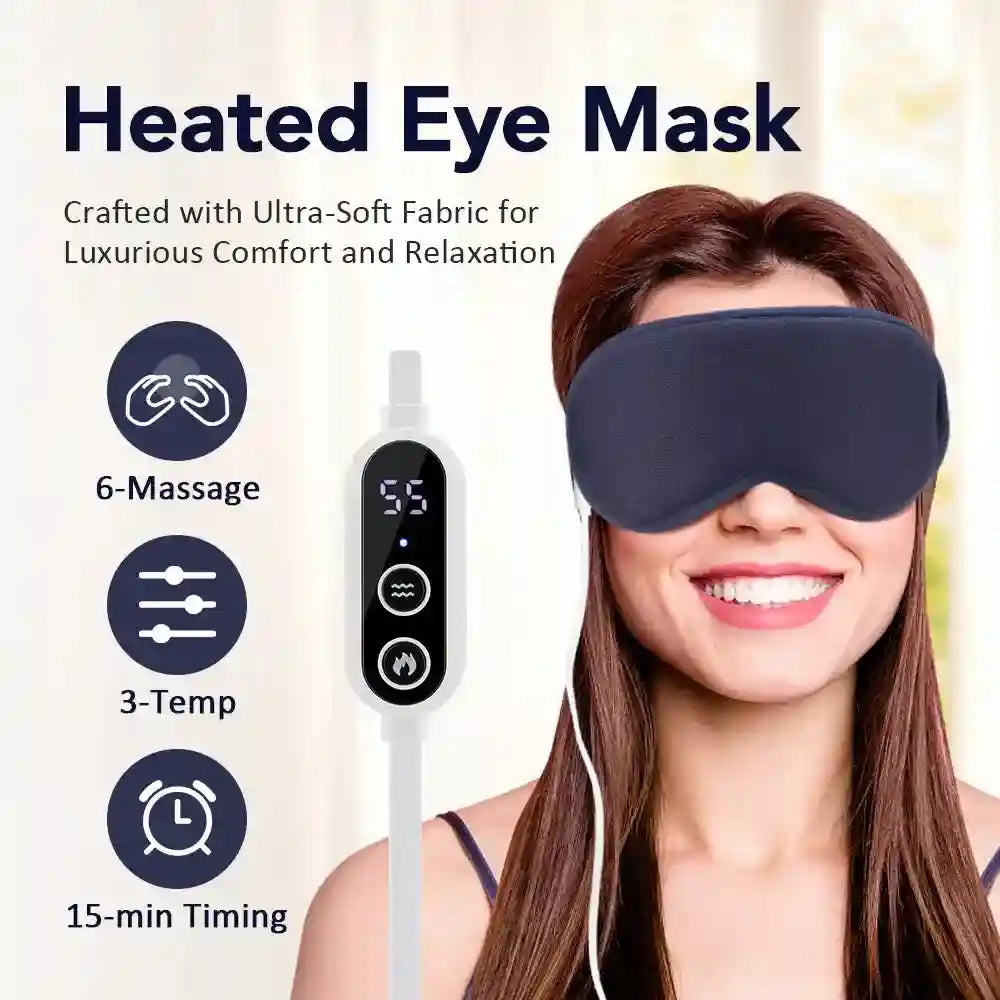 Heated Eye Massager Mask for Eye Strain Relief and Rechargeable Sleep Eye Massage Instrument Tidesmit