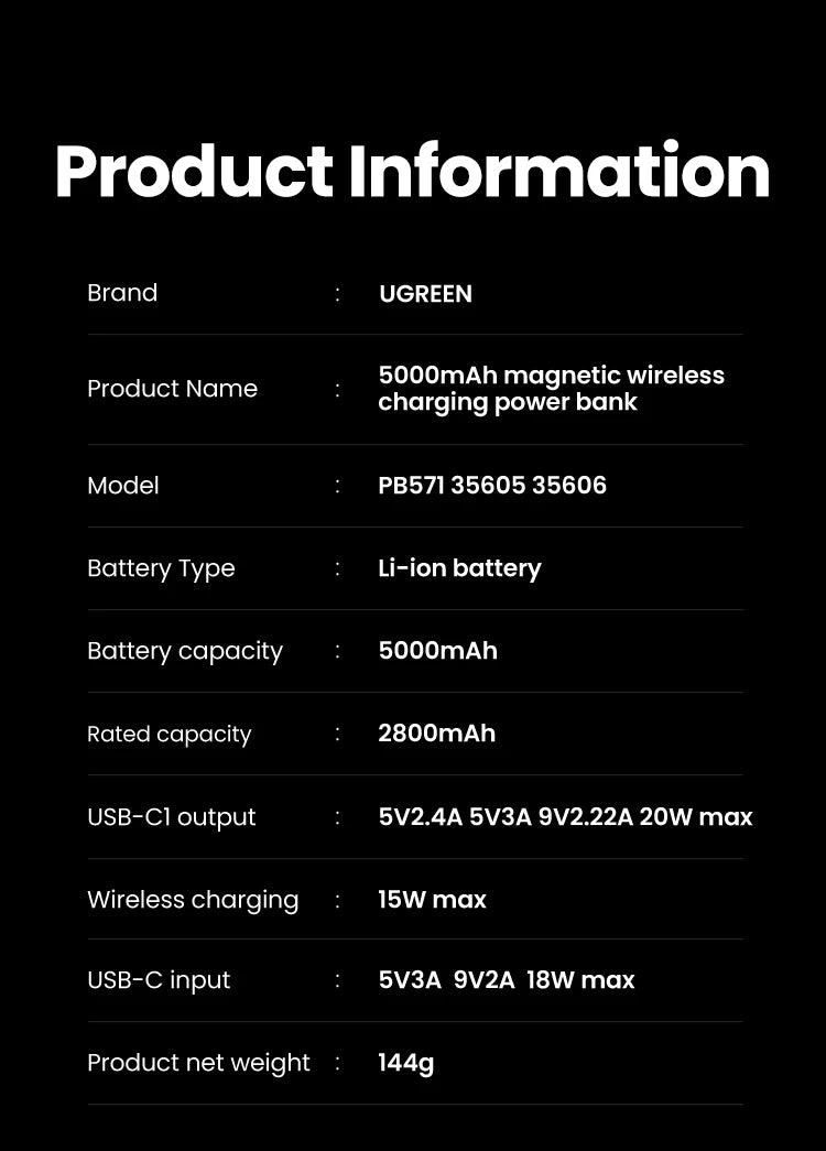 Magnetic Power Bank 10000mAh Wireless Fast Charger with PD Support Tidesmit