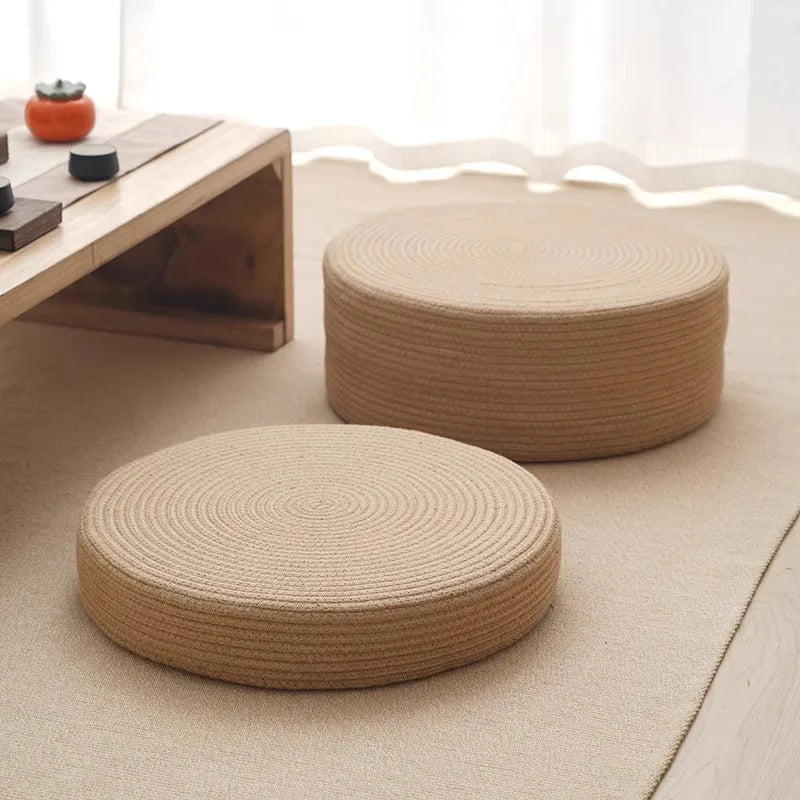 Cotton Thread Hand Woven Japanese Tatami Futon Breathable Comfortable Grass Woven Hemp Rope Floor Cushion Meditation Worship