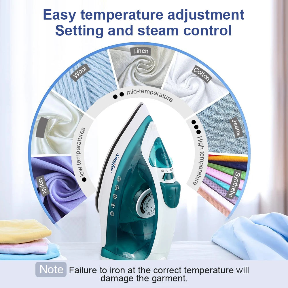 Tidesmit portable mini electric garment steamer featuring an adjustable ceramic soleplate for precision ironing
