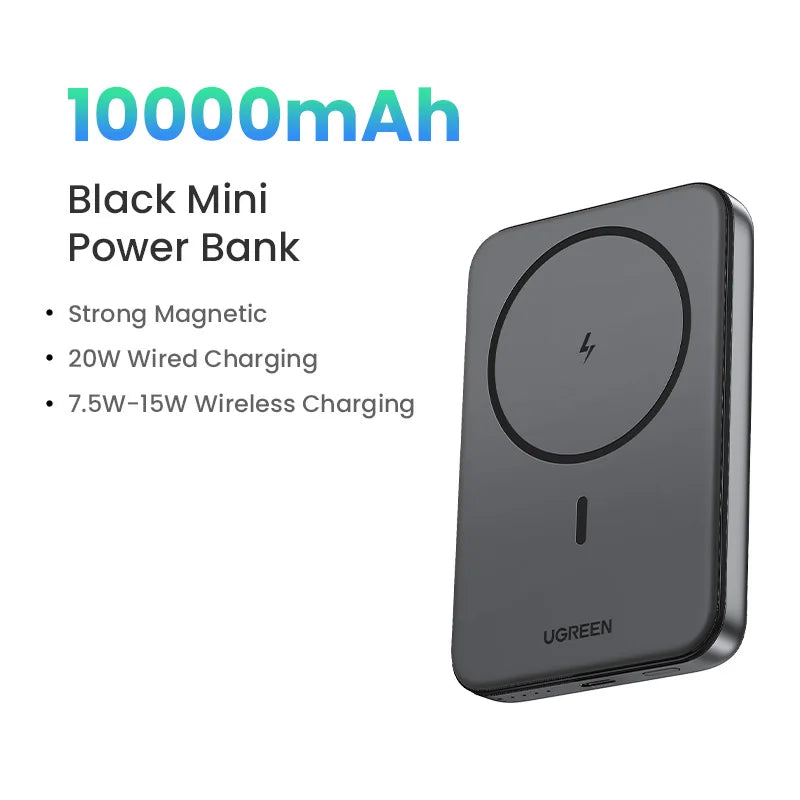 Magnetic Power Bank 10000mAh for MagSafe iPhone - Fast Wireless Charging 10000mAh Grey Tidesmit