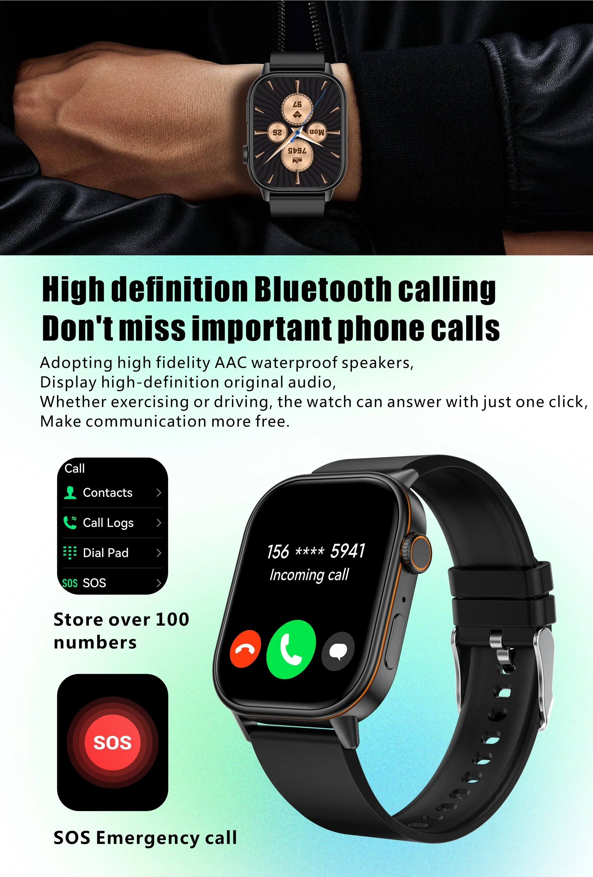New Smartwatch Sports GPS tracker AMOLED Men Compass Military Outdoor Sports Bluetooth Call Watch 2.01 inch HD screen for Andrio