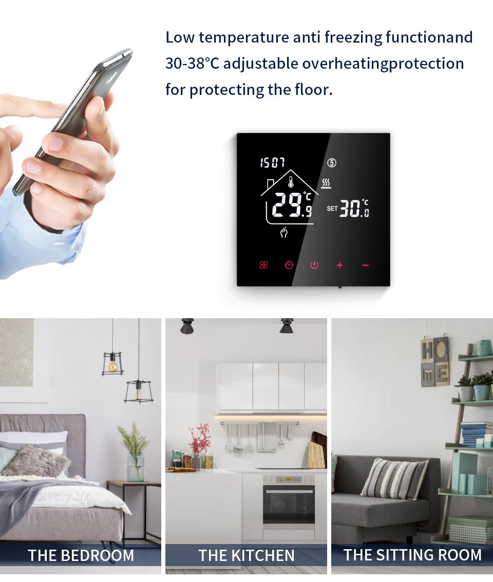 Tuya WiFi Smart Thermostat LCD Display Touch Screen for Gas Boiler Temperature/Electric Floor Heating Water Remote Controller