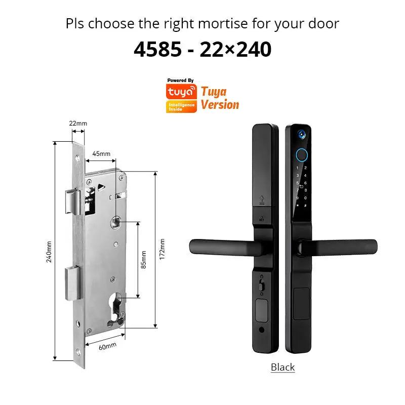 Smart Lock with Camera Door Viewer Waterproof IP66 Tuya WiFi Fingerprint Password Sliding RFID Card Sliding Electronic Door Lock