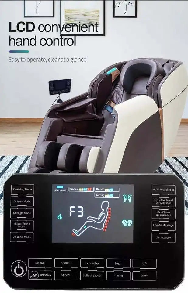 Zero Gravity Massage Chair with Bluetooth - Brown & Gold Full Body Massage Chairs Tidesmit