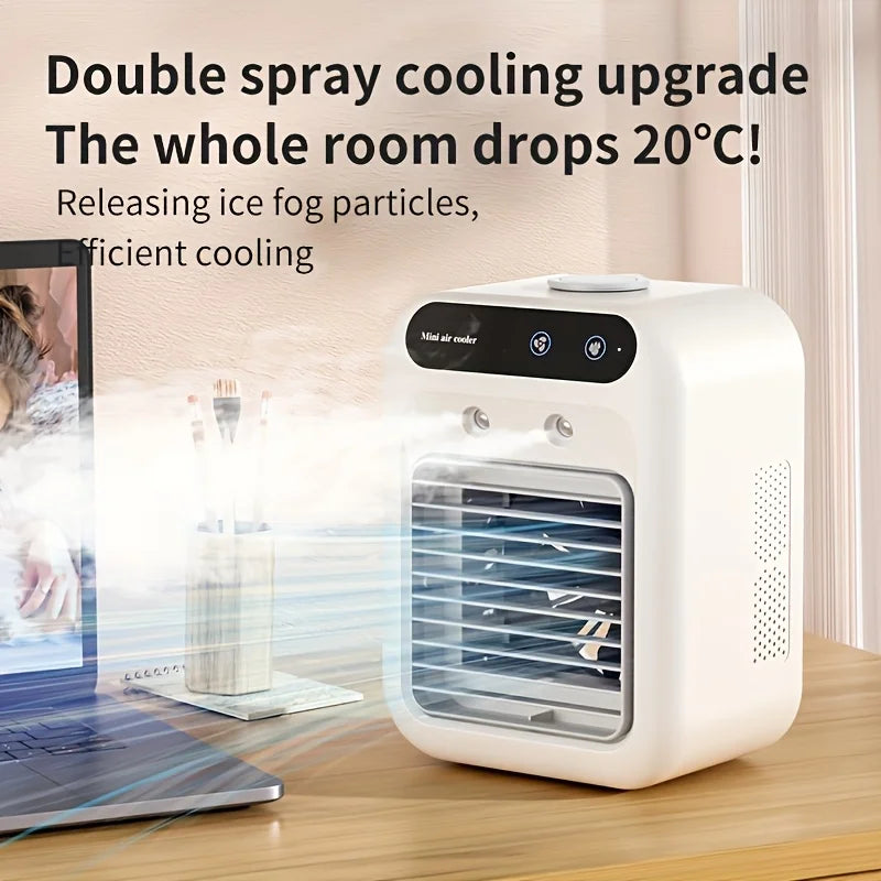 Tidesmit portable USB desktop air cooler fan with water tank and 1800mAh battery for personal cooling