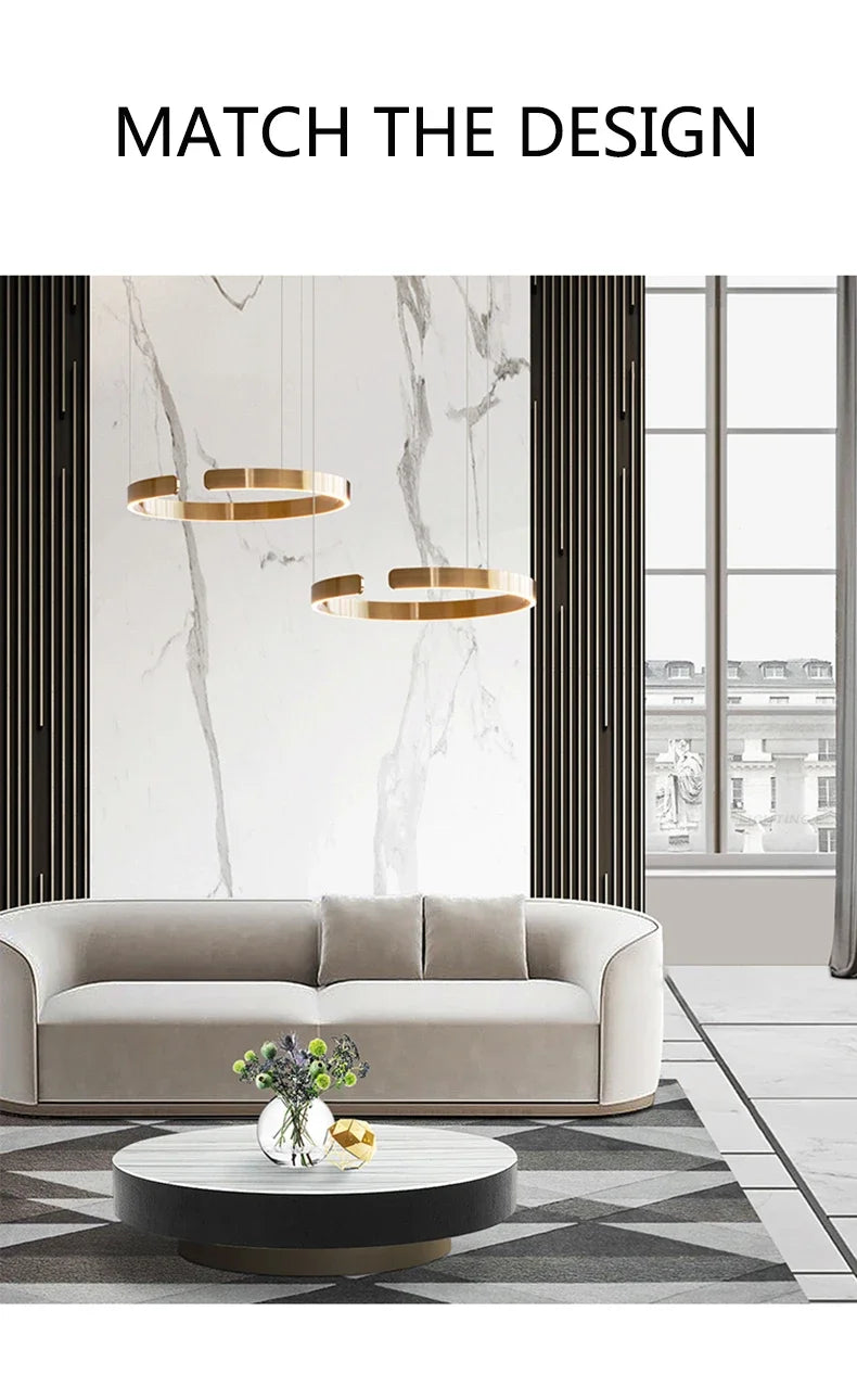 Modern LED Ring Chandelier Pendant Light - Gold & Black Finish Tidesmit