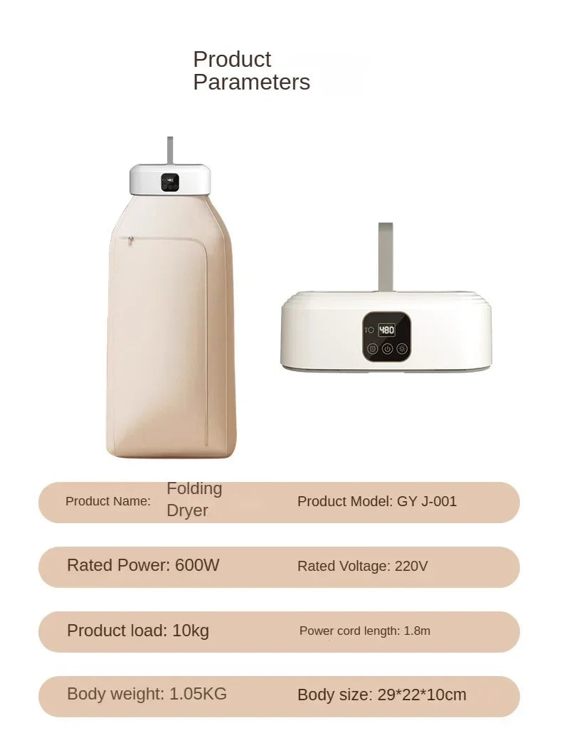 Tidesmit portable electric clothes dryer with remote control and timing feature for travel and home laundry drying