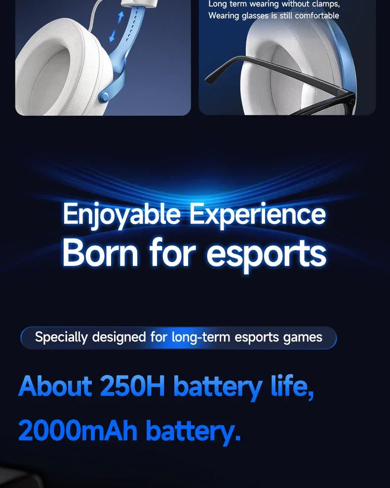 Wireless Gaming Headset V9 Pro - 7.1 Surround Sound Over-Ear Headphones Tidesmit