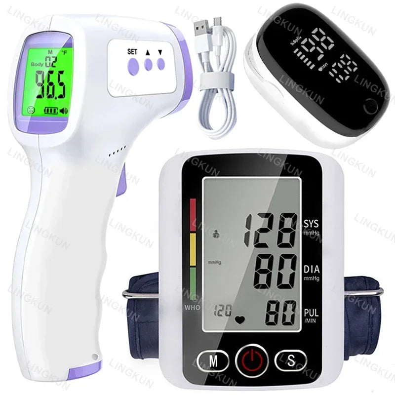 Digital Arm Blood Pressure Meter Cuff Medical Automatic Pressure Tonometer Tensiometer Heart Rate Pulse Meter BP Monitor Healthy